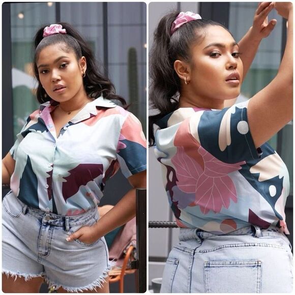 ROMWE- Tropical 🌴 Button-down - Picture 1 of 4